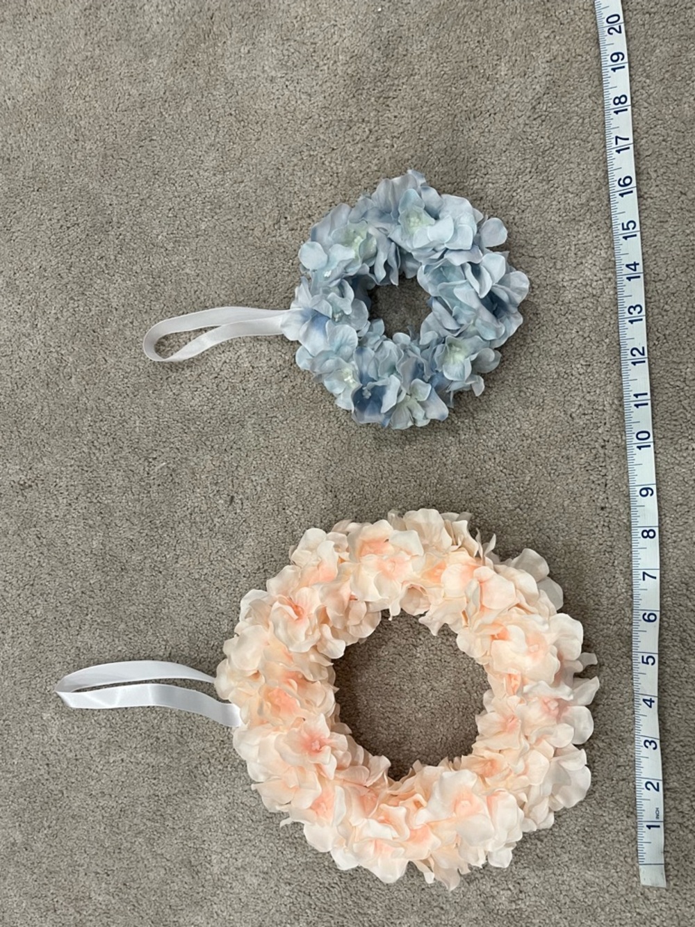 Light Blue Floral Mini Wreath with Ribbon - Picture 5 of 6
